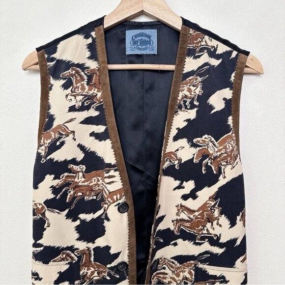 Vintage Cambridge Dry Goods Company Womens Small Equestrian Horses Open Vest - Picture 5 of 12
